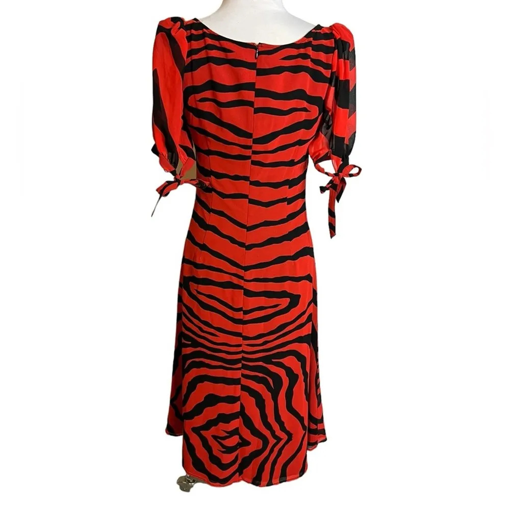 LPA Magda Midi Dress in Zebra black red Animal print Sz S revolve - Image 9
