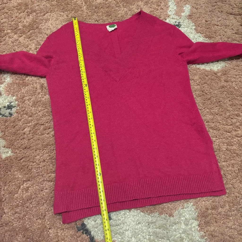 Anthropologie Galizia Tunic Sweater Womens Medium Hot Pink V-Neck Long Sleeve - Image 8