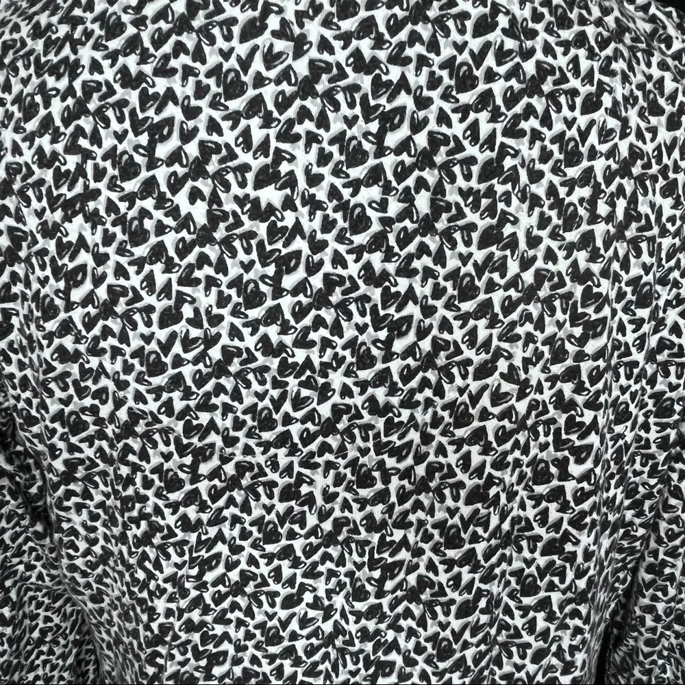 KENSIE Black White Heart Patterned Coordinating Shirt Pants Pajama Set Medium - Image 11