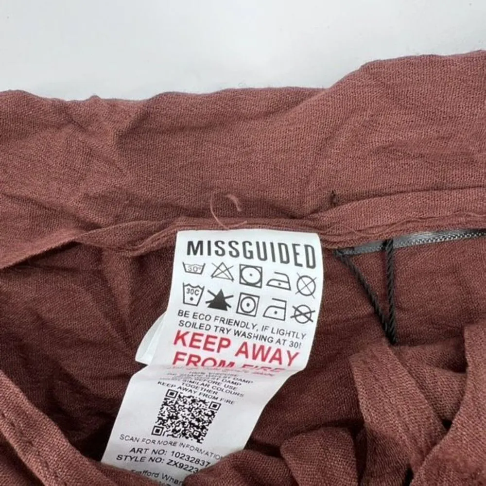 Missguided Women's Cheesecloth Wrap Coverup‎ Mini Skirt Brown Petite Size 6 NWT - Image 6