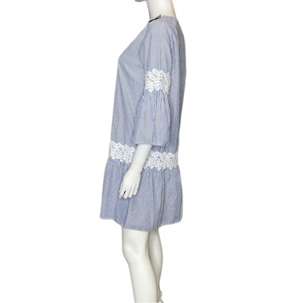 Anthropologie Skies Are Blue Striped Floral Embroidered Dress Women’s Sz S - Image 2