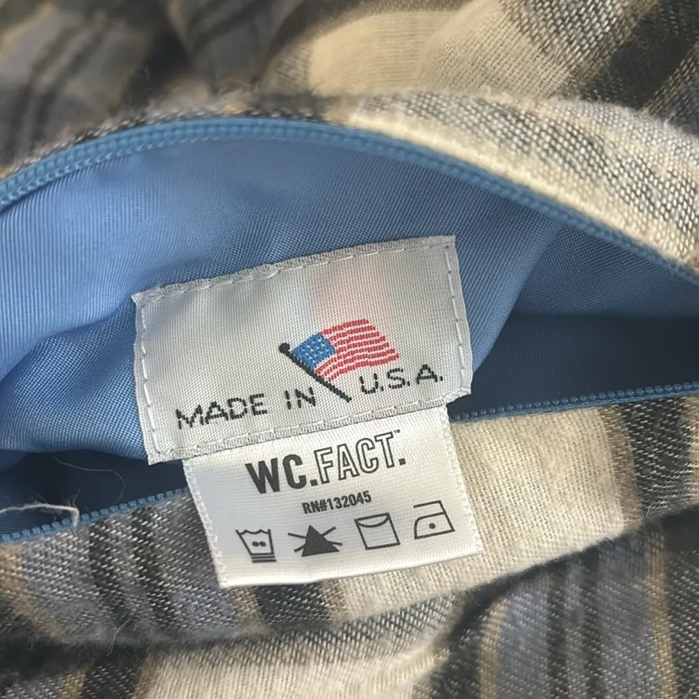 Flannel Plaid Scarf with Hidden Zipper Pockets Blue - Image 6