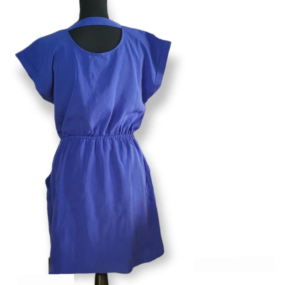 𝅺Pink Rose Large Royal blue cuffed sleeve with pockets mini dress - Image 2