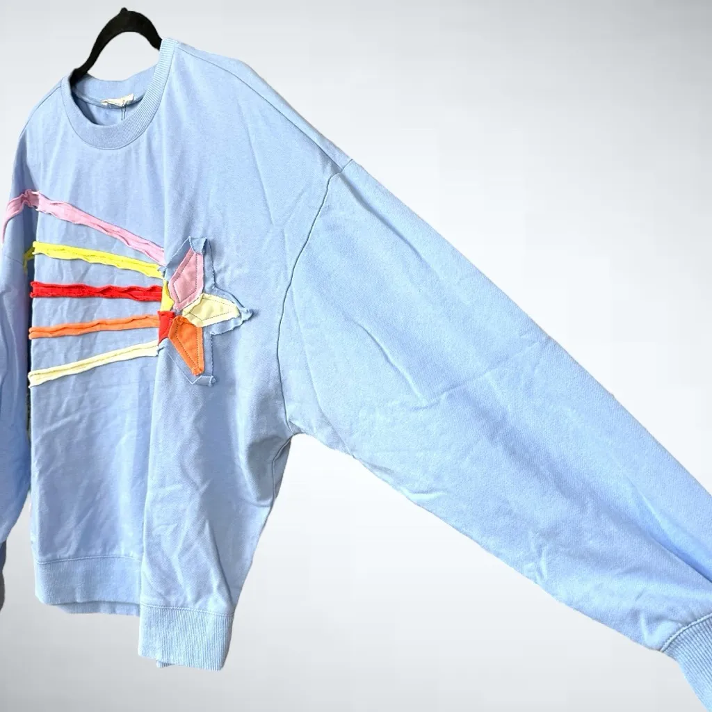 easel  Oversized Shooting Star Patch Pullover Knit Top - Image 6