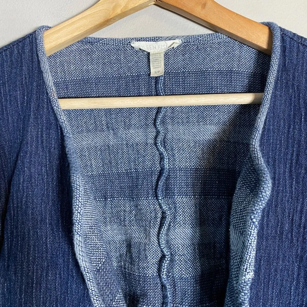 Eileen Fisher Organic Cotton Double Weave Short Jacket Women's Small Blue Casual - Image 8