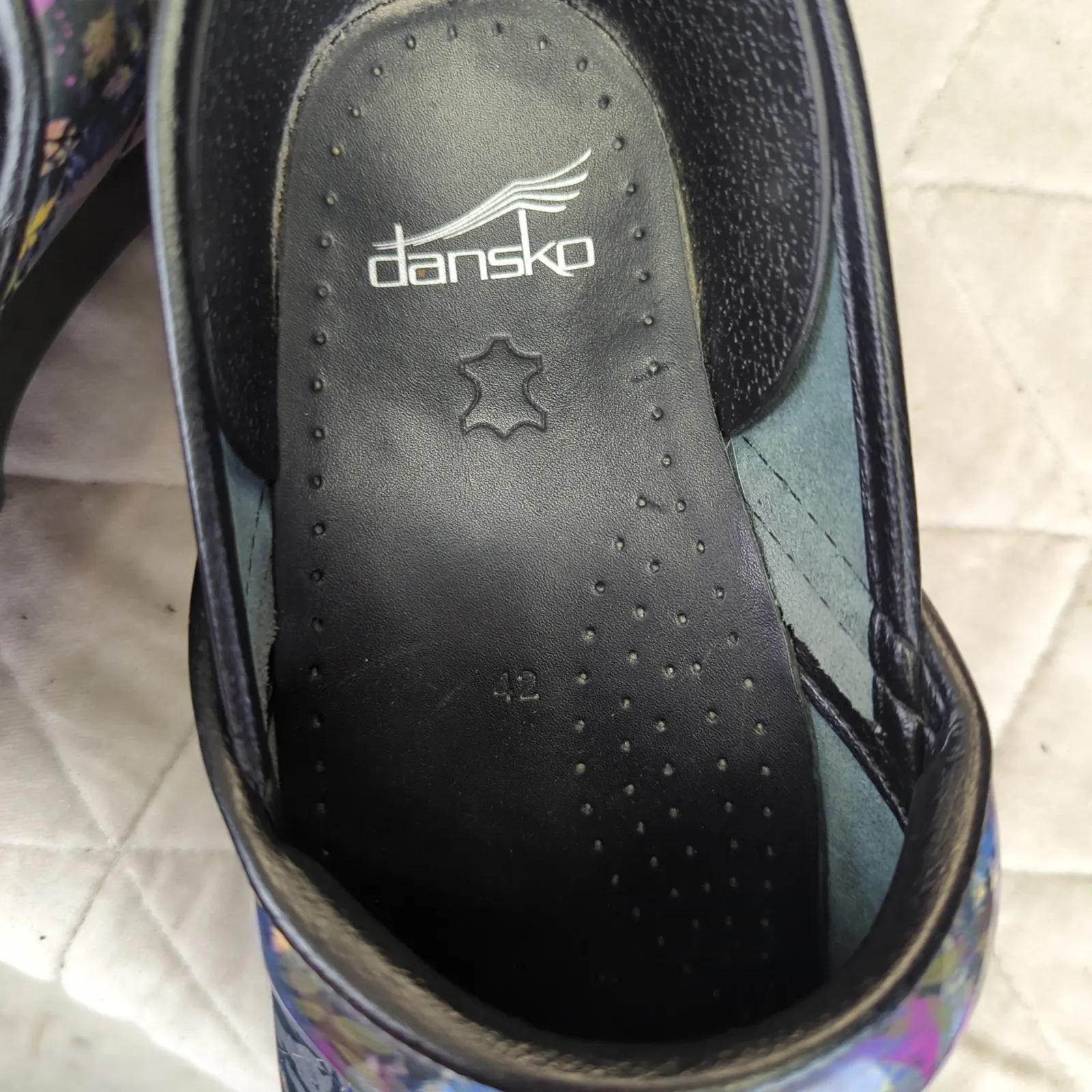 Dansko Professional Clogs 12 42 Night Bloom Floral Leather Comfort Slip On Shoes - Image 8