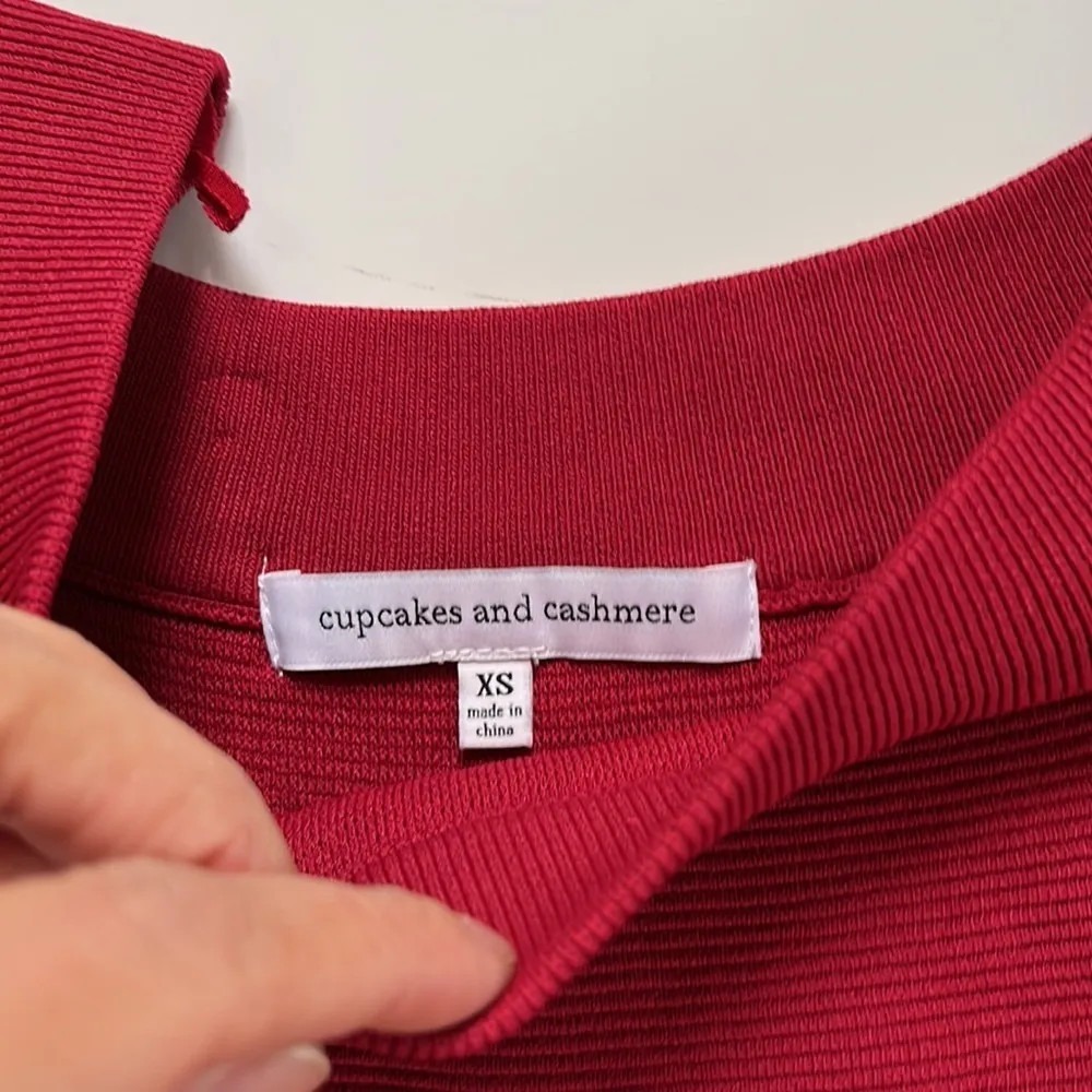 Cupcakes and Cashmere Red Whitley Off The Shoulder Sweater Flounce Dress - Image 6