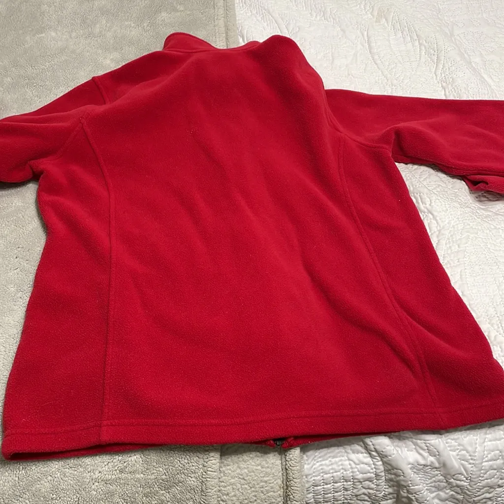 LL Bean Red Fleece Zipper Jacket Size L - Image 7