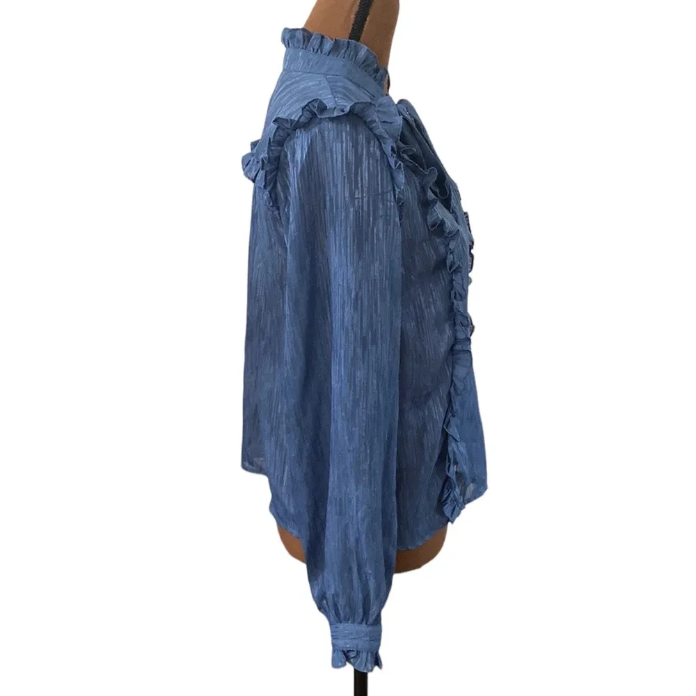 Lost + Wander textured ruffled front tie Victorian style blouse size S - Image 4