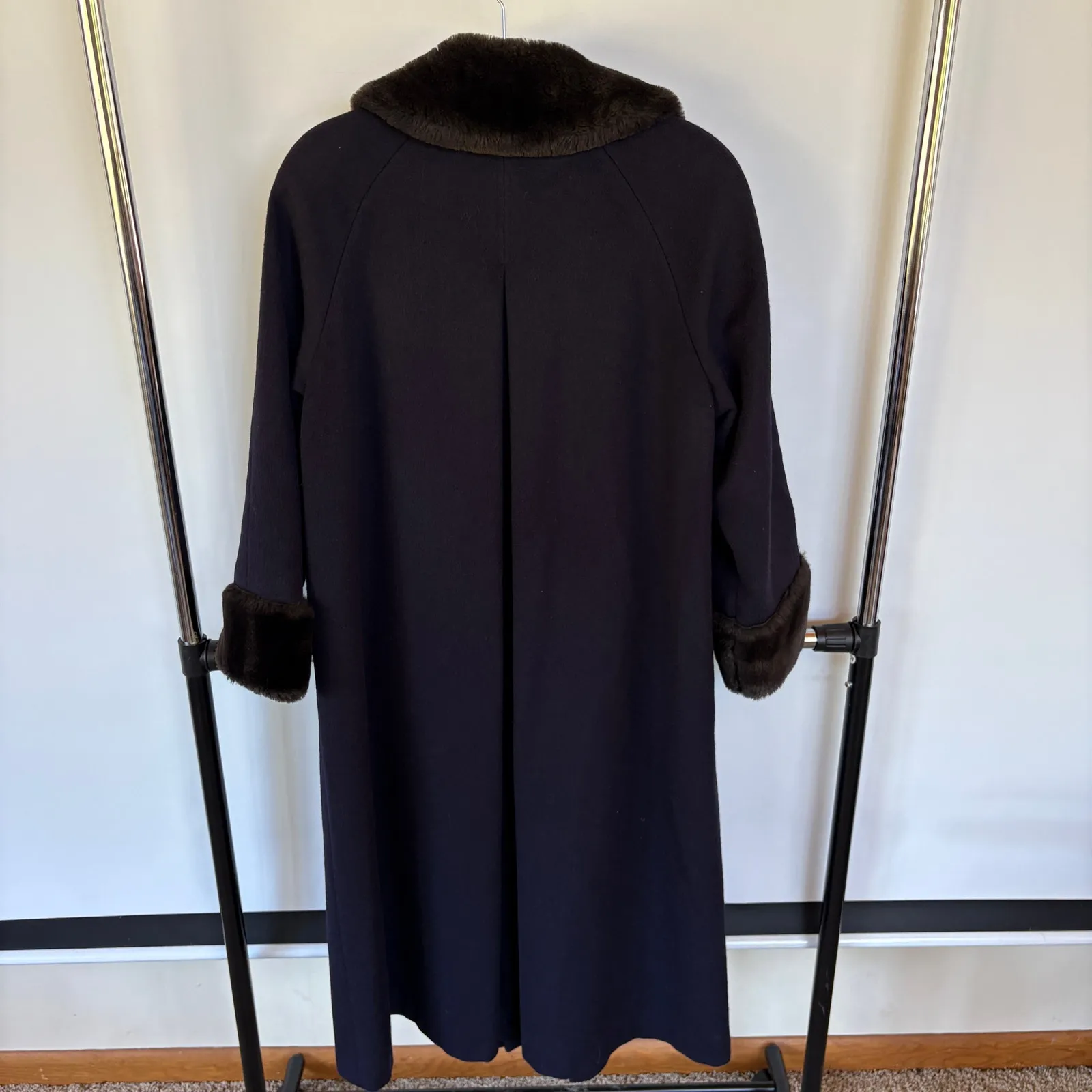 Vintage Navy Pennylane Long Coat Faux Fur Collar Wool Blend Formal Winter Blue Size undefined - Image 4