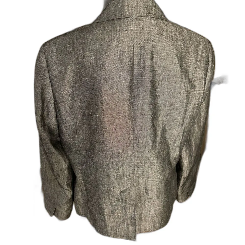 Liz Claiborne Women's Gray/Silver Linen Blend Three Button Blazer Size 14 - Image 3