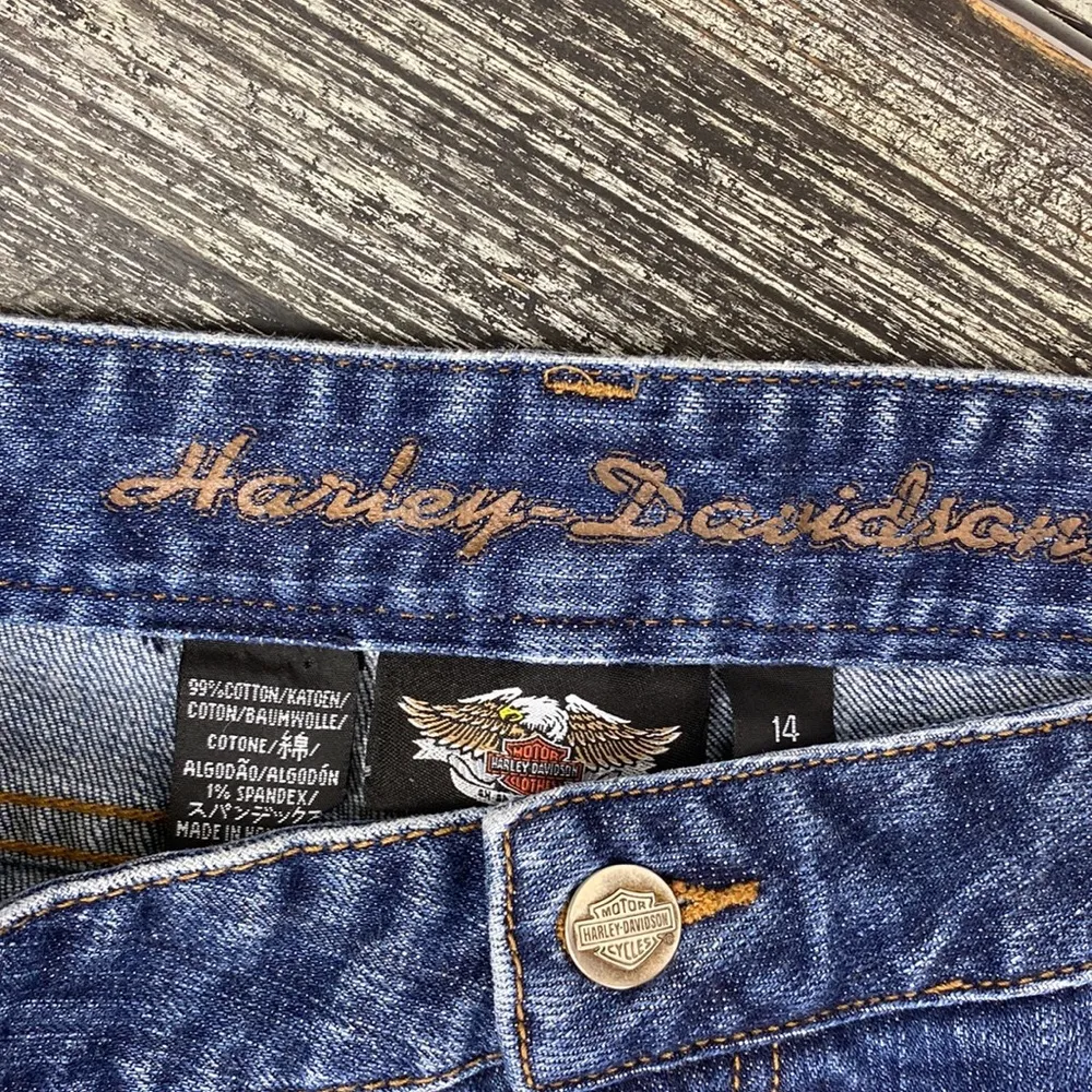 Harley Davidson High Rise Boot Cut Blue Jeans 14 - Image 6