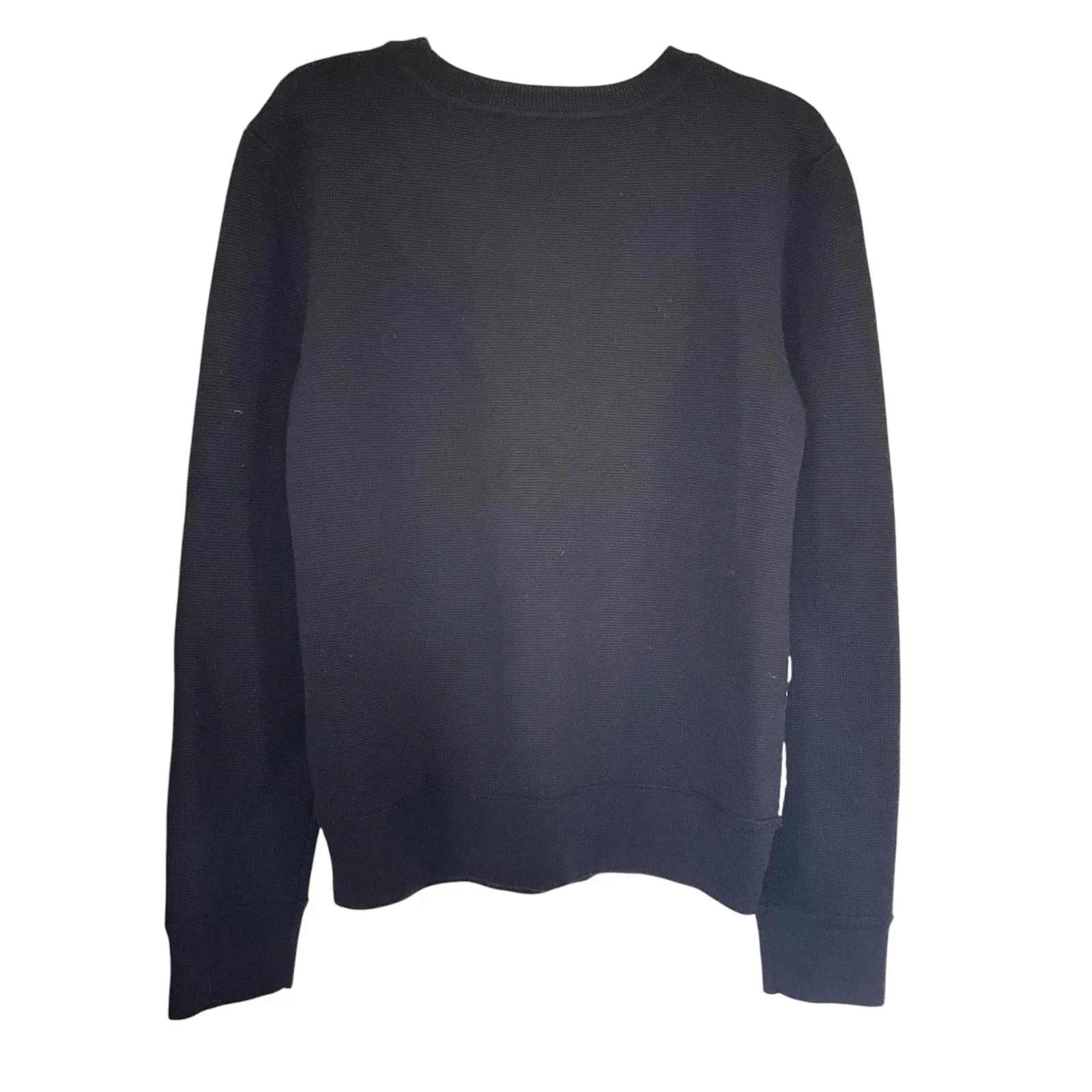 Tory Burch Black Merino Wool Geometric Striped Silk Panel Crewneck Sweater Sz XS - Image 5