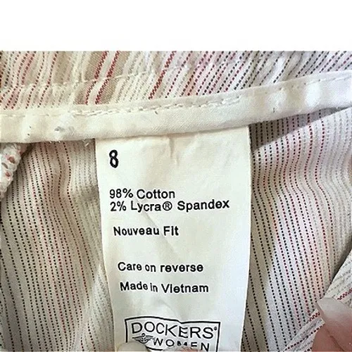 DOCKERS WOMEN NOUVEAU FIT CAPRI PANTS BEIGE STRIPE SIZE 8 - Image 7