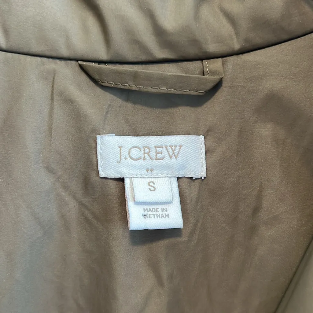 J.Crew Olive Green Quilted Full Zip Pocket Barn Coat Jacket, S - Image 2