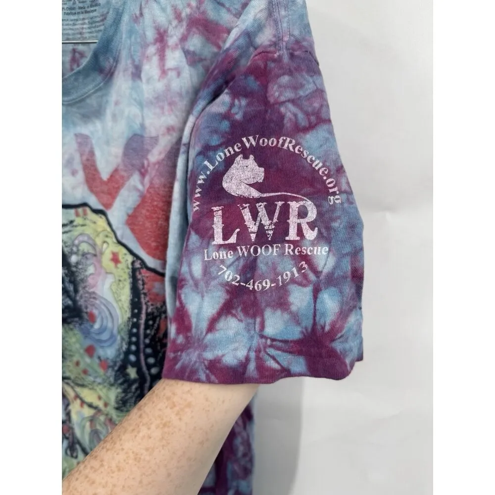 The Mountain Boxer Dog Graphic Tie Dye Tshirt Women Medium Colorful Retro Casual - Image 4