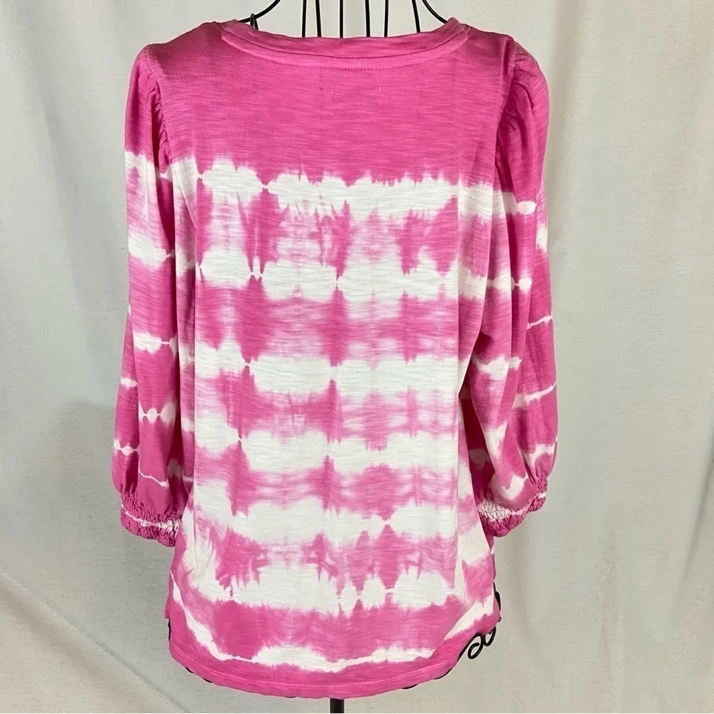Crown and Ivy Pink Tie Dye Puff Sleeves Top Women’s Size Medium Barbie - Image 8