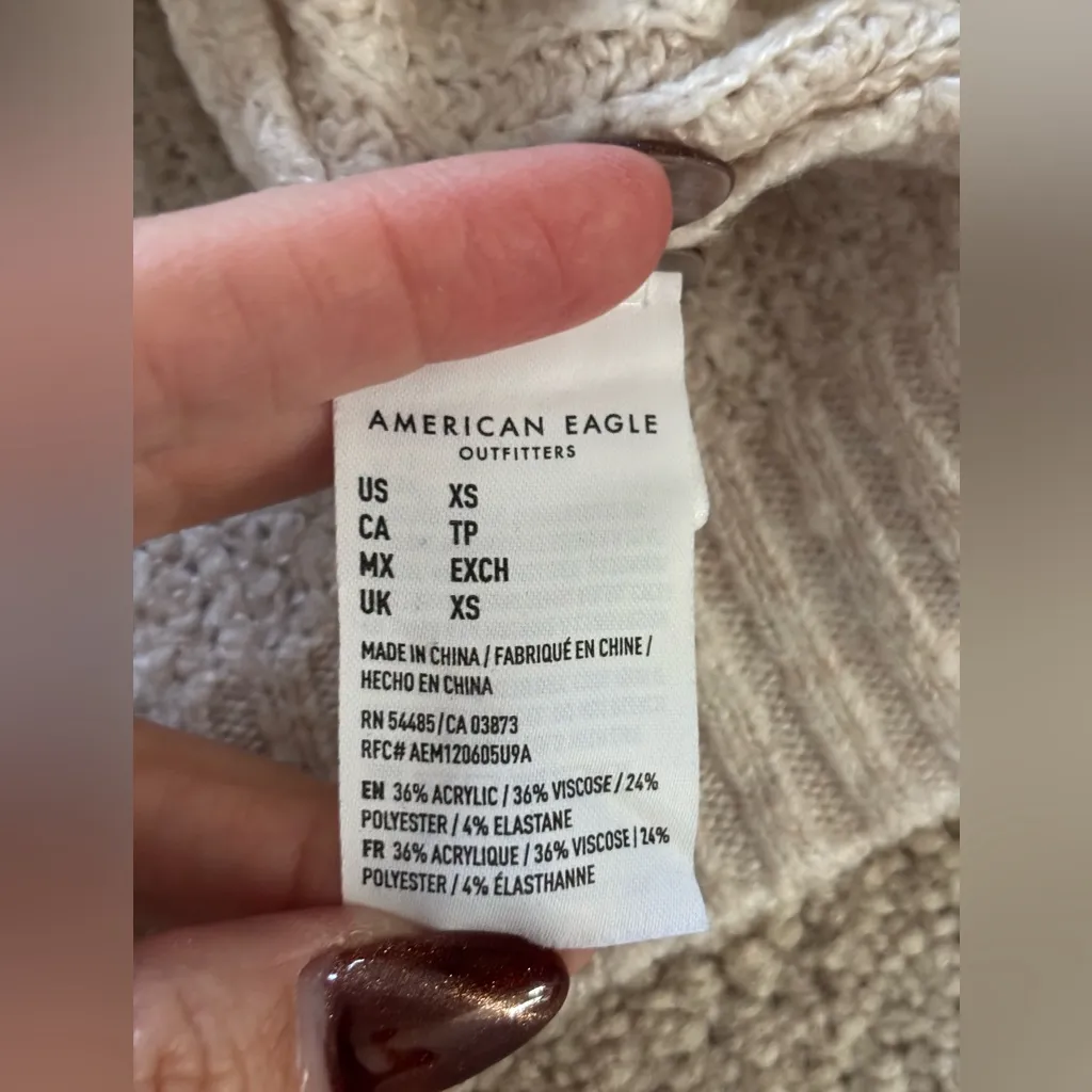 American Eagle Outfitters Oversized Cream Crew Neck Sweater - Image 4