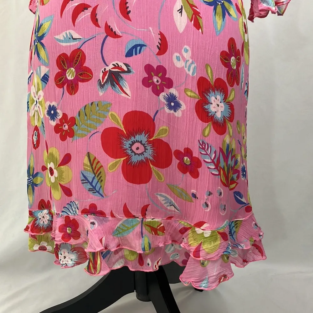 A.B.S by Allen Schwartz pink ditzy floral print mid length dress womans size 6 - Image 3