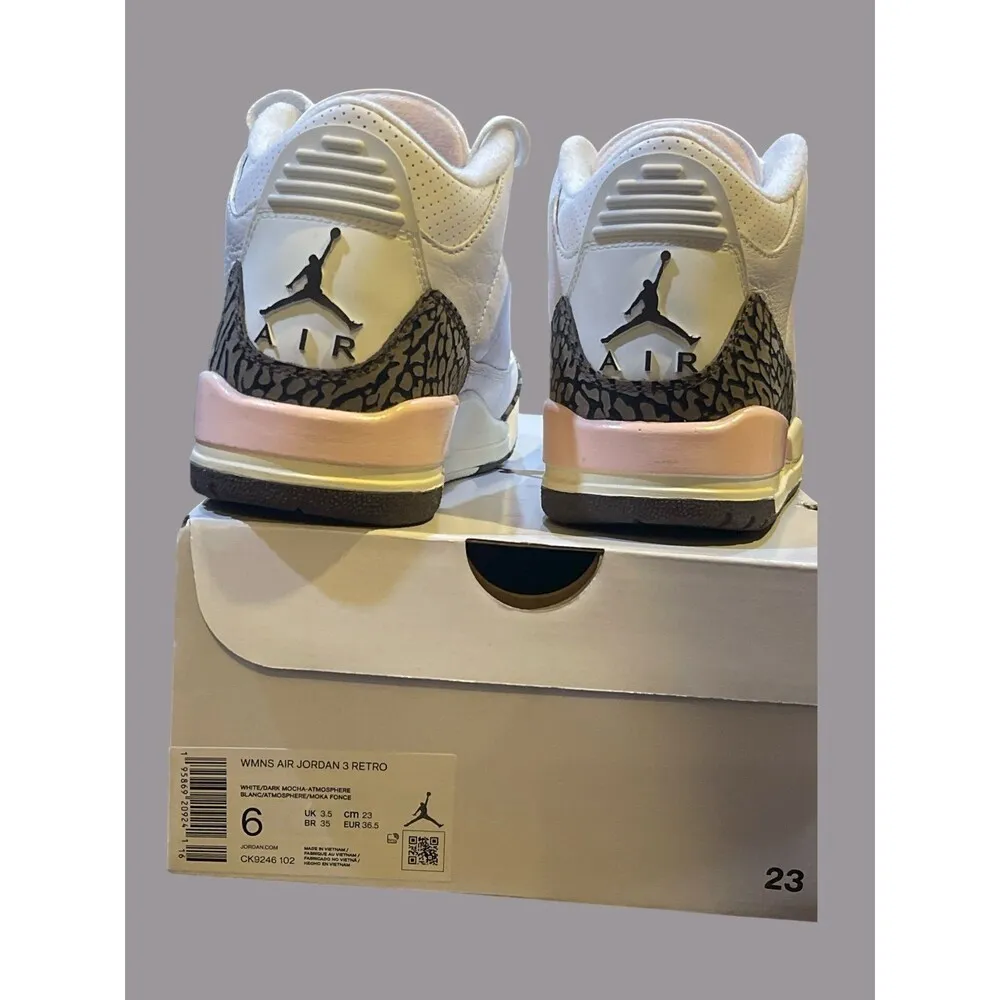 Women’s Size 6 Air Jordan 3 Retro Dark Mocha Sneakers Shoes OG Box - Image 5