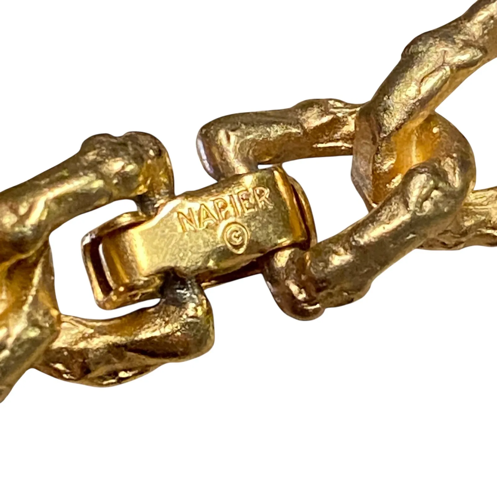 Vintage Napier Gold Tone Textured Link Chunky Chain Statement 16 Inch Necklace - Image 5