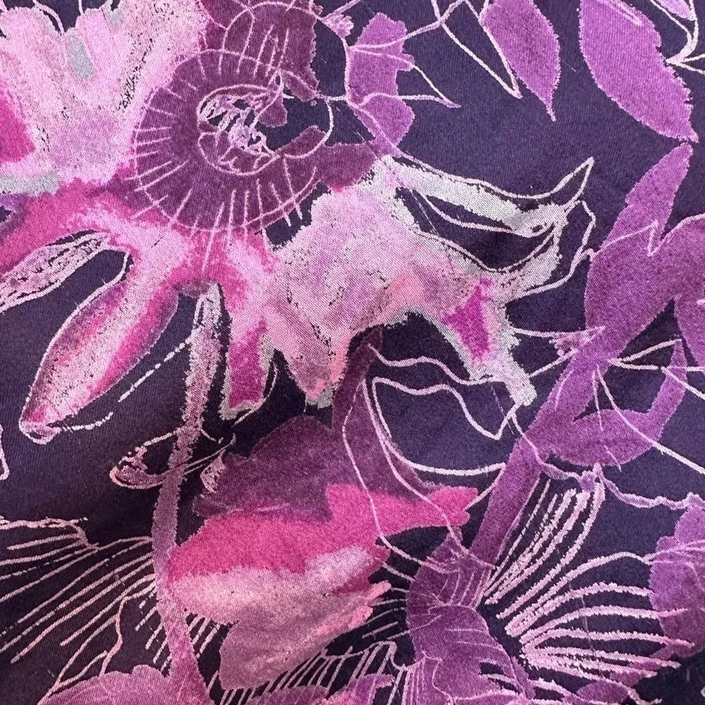 Ann Taylor | Purple Floral 100% Silk A-Line Pink Lined Skirt Size 4 Small S - Image 3