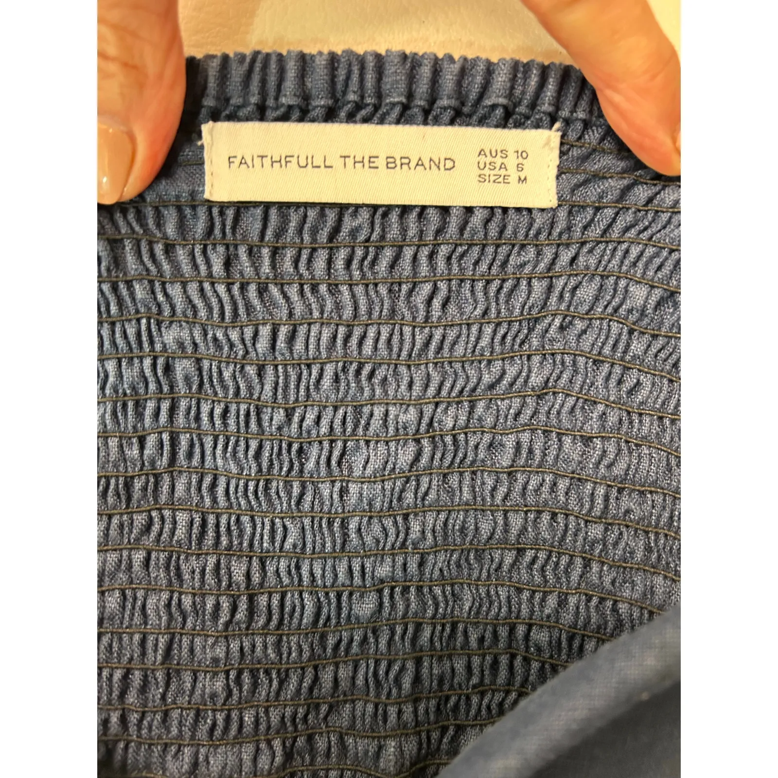 Faithfull the Brand Rodeo Navy Blue Tie-Front Dress. 100% Linen. Size 6 - Image 10