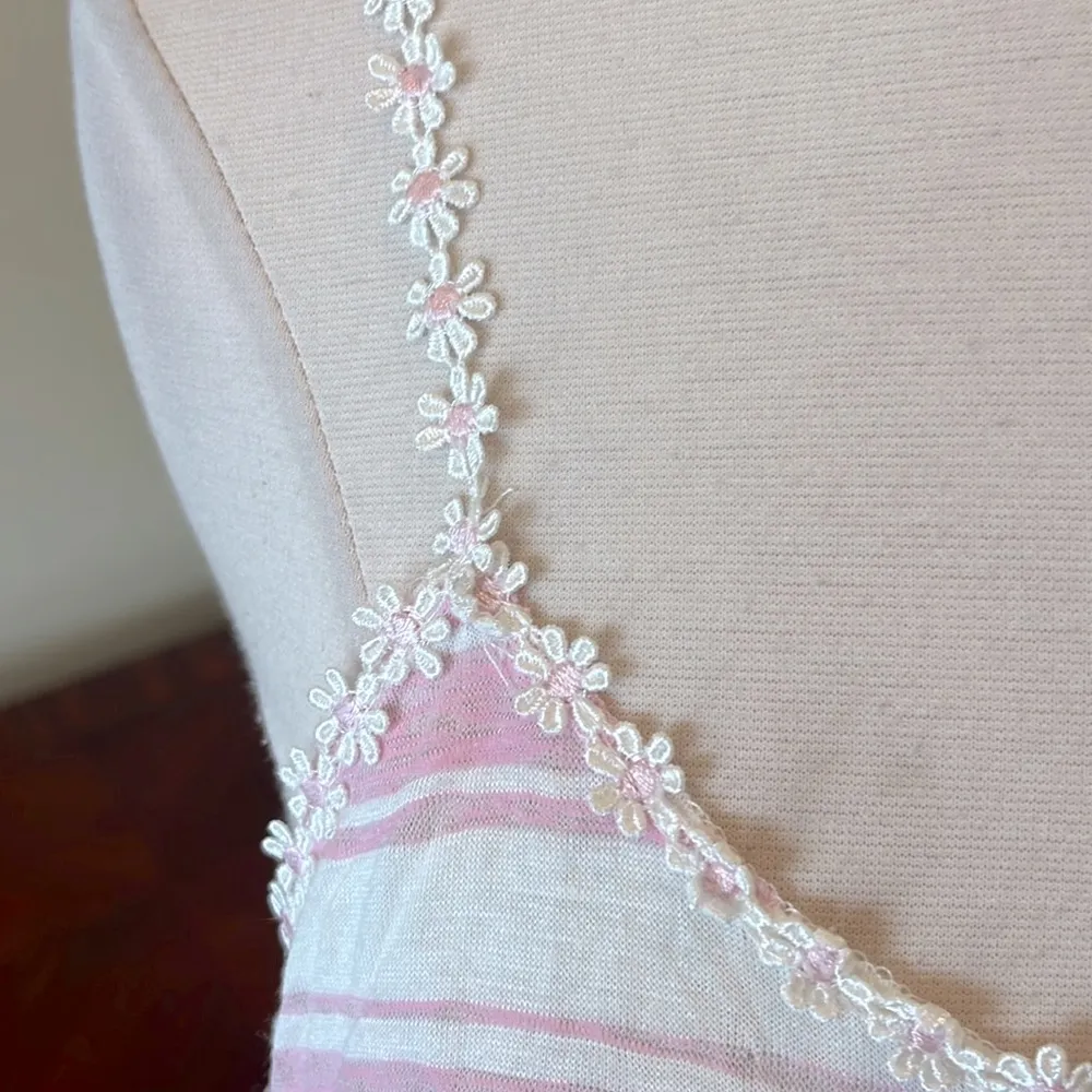 Crop Top Pastel Pink Stripe Shirt Flowy Daisy Straps - Image 6