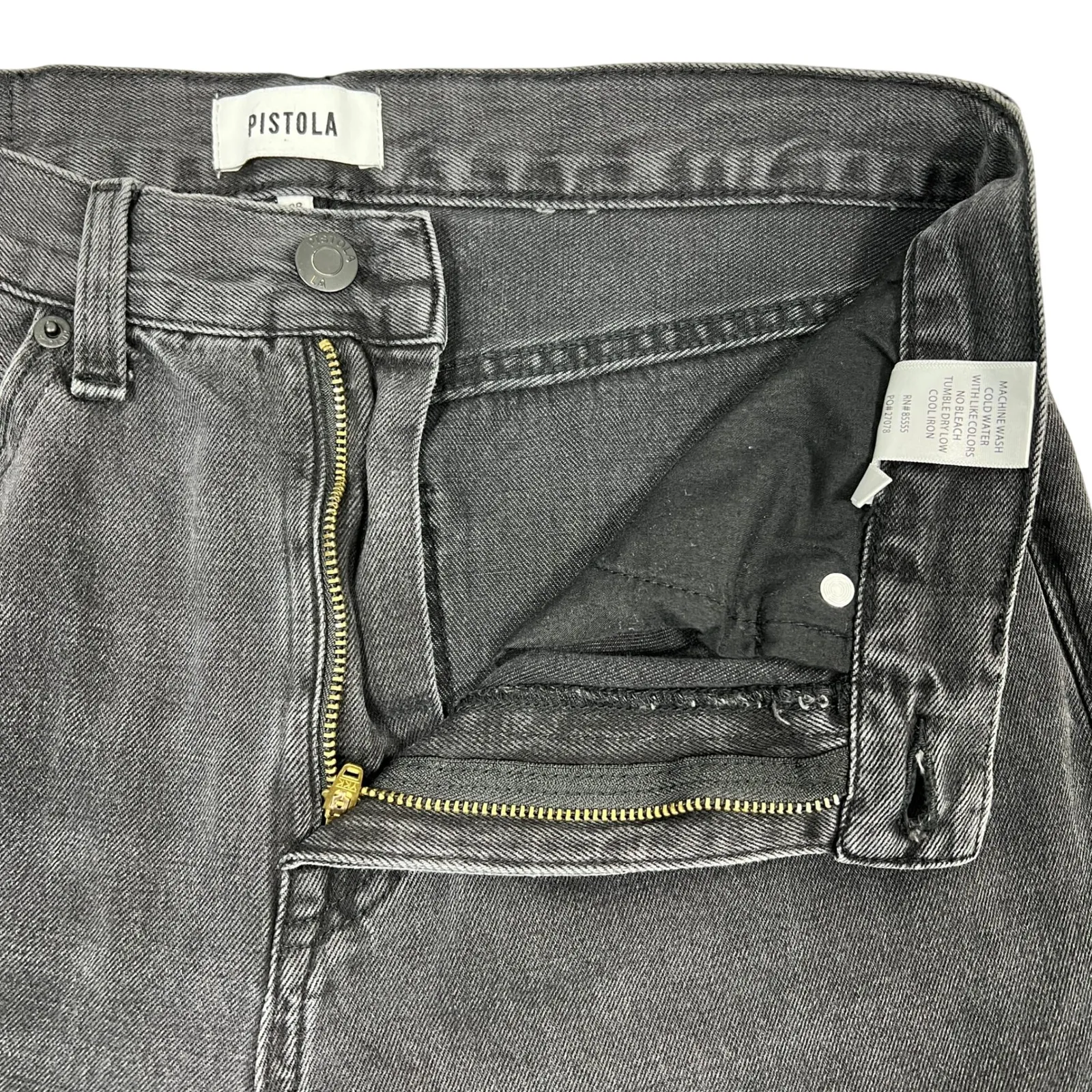 PISTOLA Alexa High Rise Slim Flare Jeans Sz 28 Black Split Hem Goth Grunge Emo - Image 5