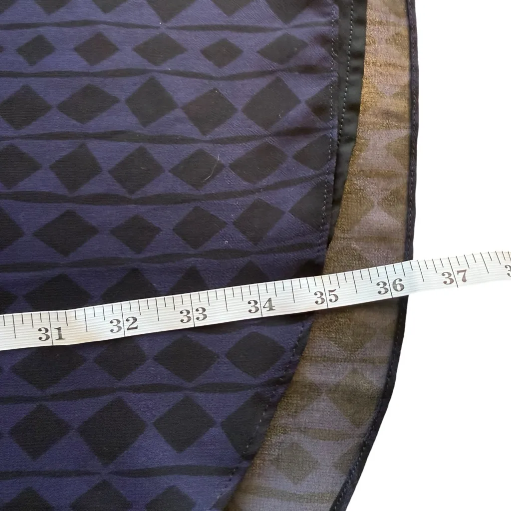 CABI Shift Dress XS Navy Black Geometric Chiffon Whimsigoth Dark Academia Grunge - Image 10