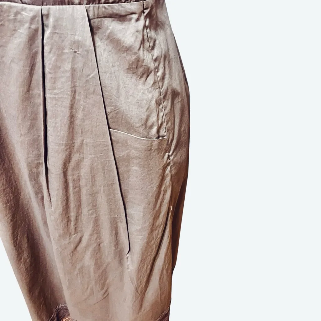 MOULINETTE SOEURS Brown Lace Pleated Detail Cotton Dress 2 Anthropologie - Image 9