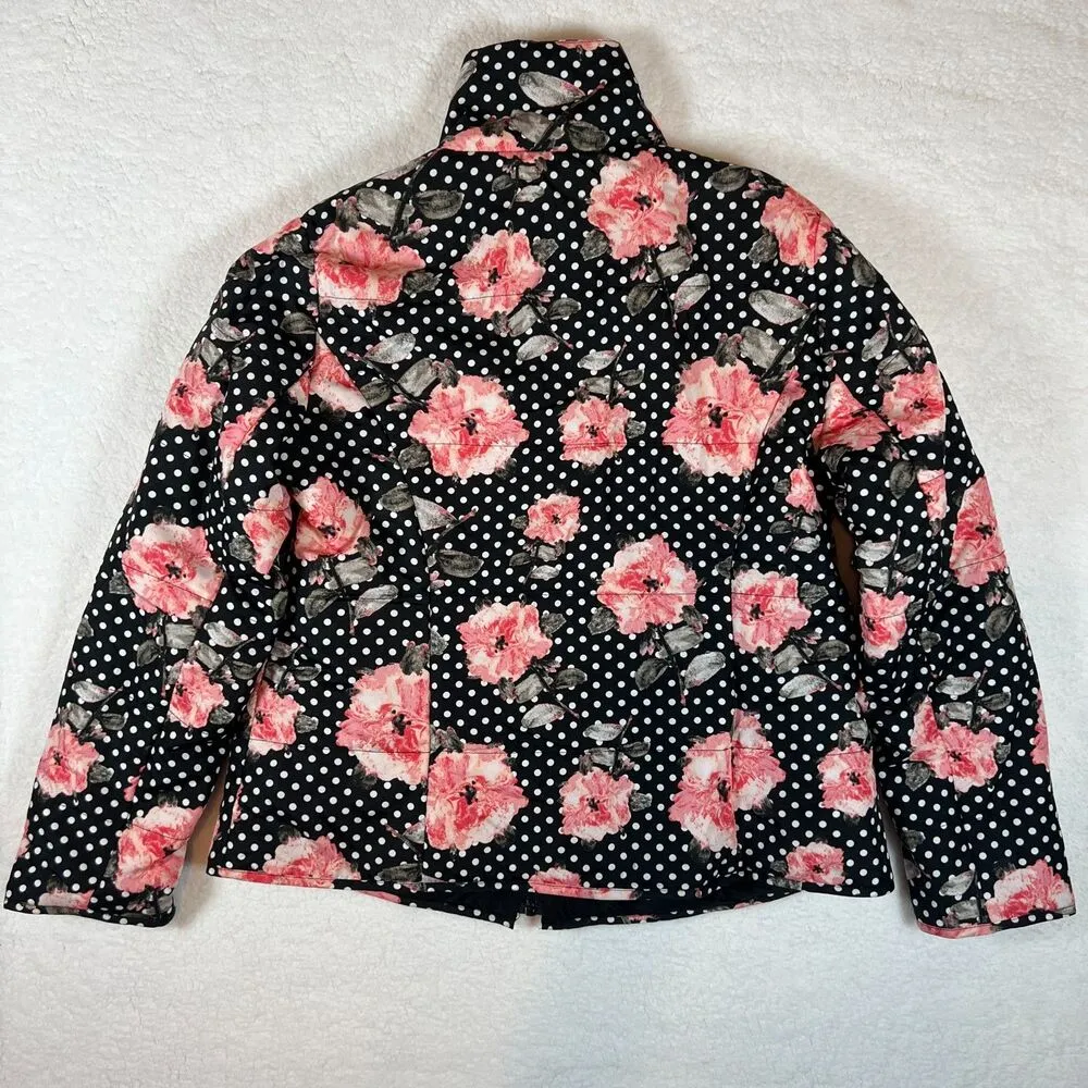 Puffer Jacket Medium Floral Polka Dot Lightweight - Image 10