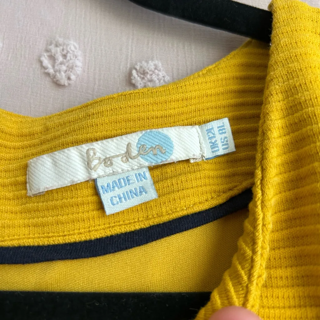 Boden Ribbed‎ Cotton Blend Short Sleeve Sheath Dress Sz 8 Long Mustard Yellow - Image 3