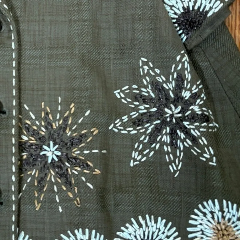 Vintage Moschino Mainline Floral Embroidered Jacket Green US 8 UK Press Sample - Image 7