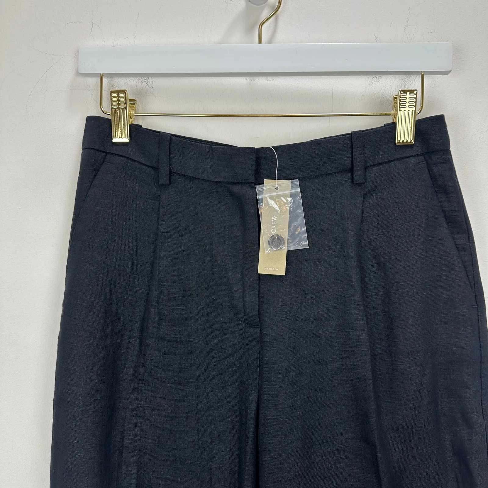 J.Crew Petite Wide Leg Essential Pant Linen High Waist Classic Black US 4 P NWT - Image 6