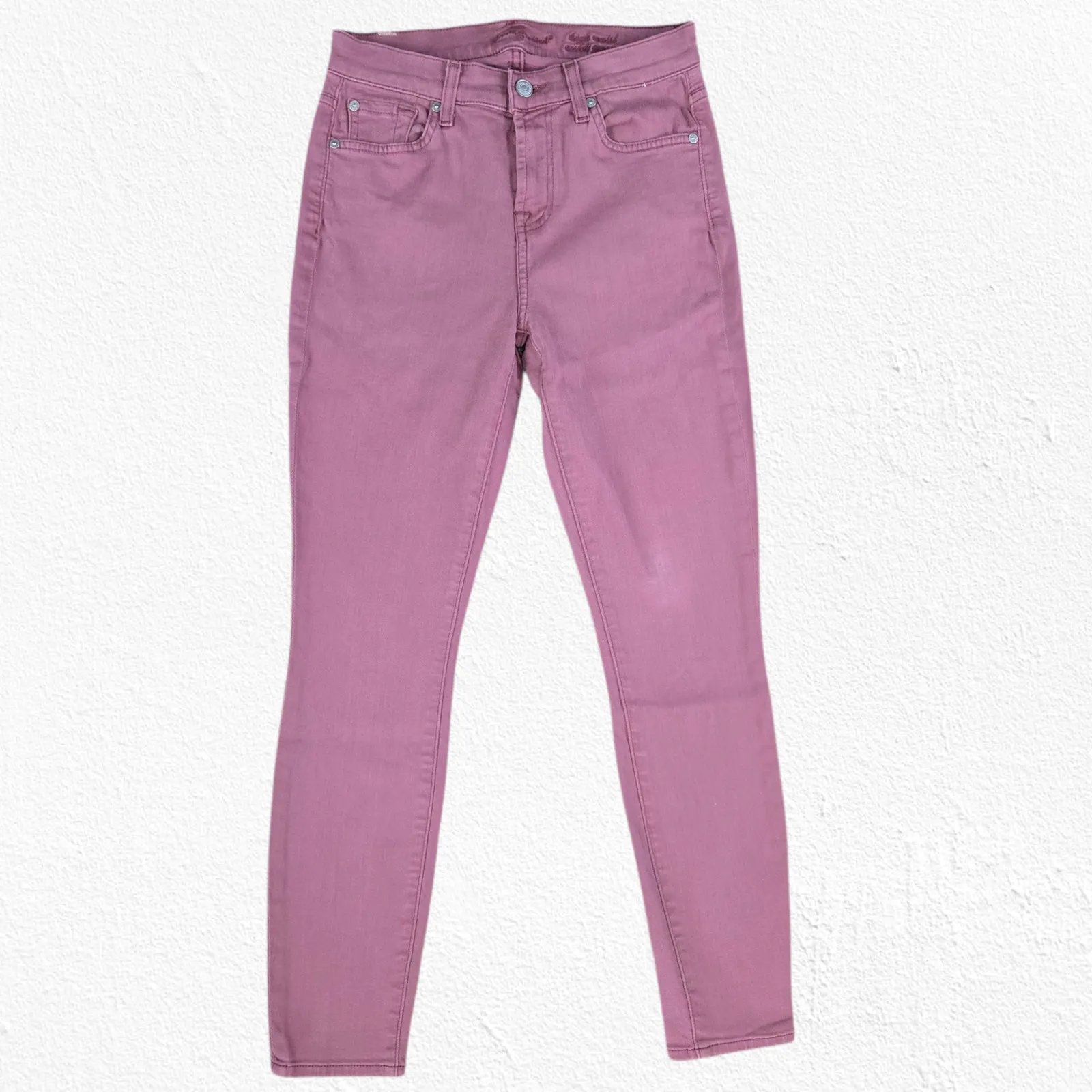 7 for all mankind Mauve Pink High Waisted Ankle Color Skinny 7FAM Jeans Size 26 - Image 2