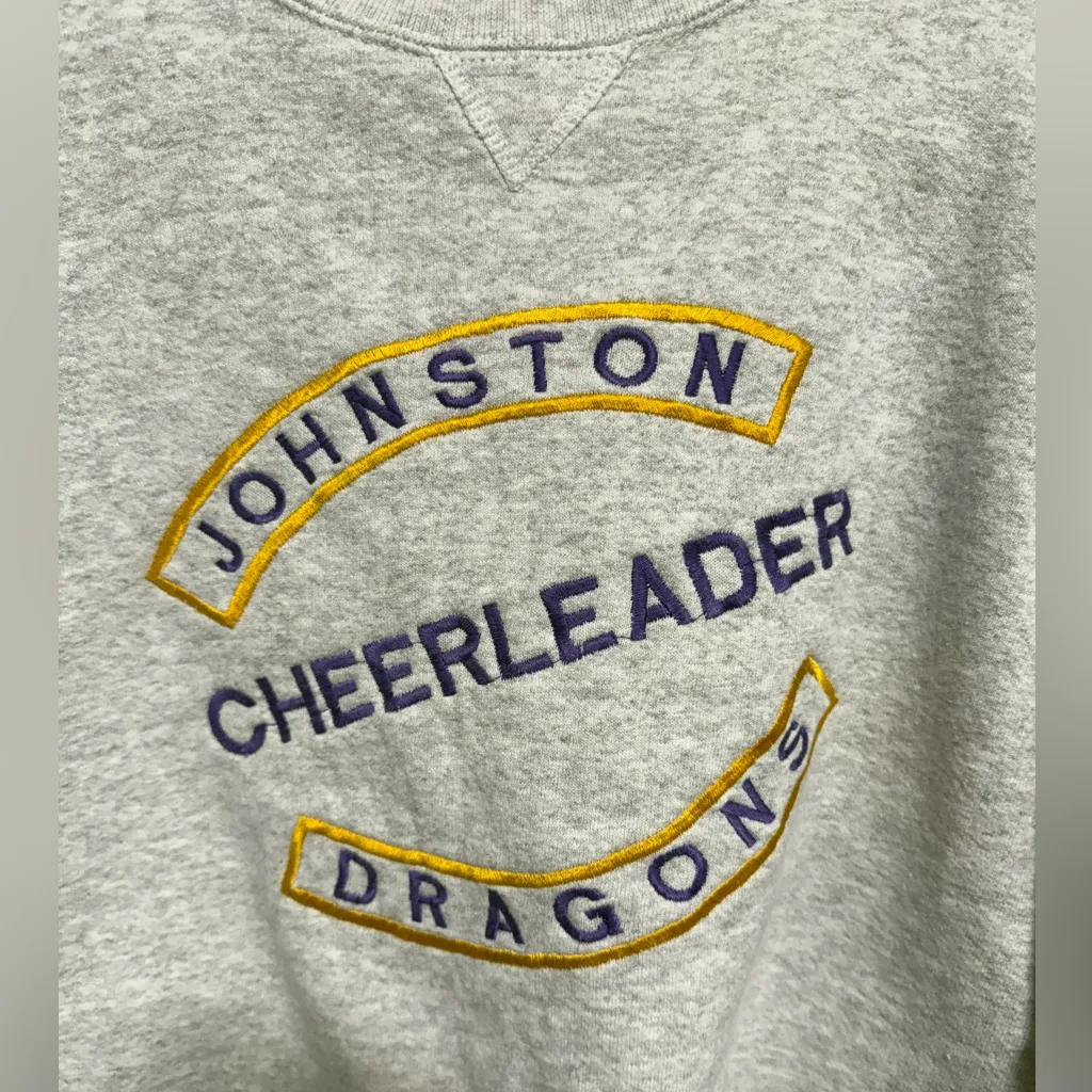 Vintage Johnston Dragons Cheerleader Heather Gray Crewneck Sweatshirt Medium - Image 3