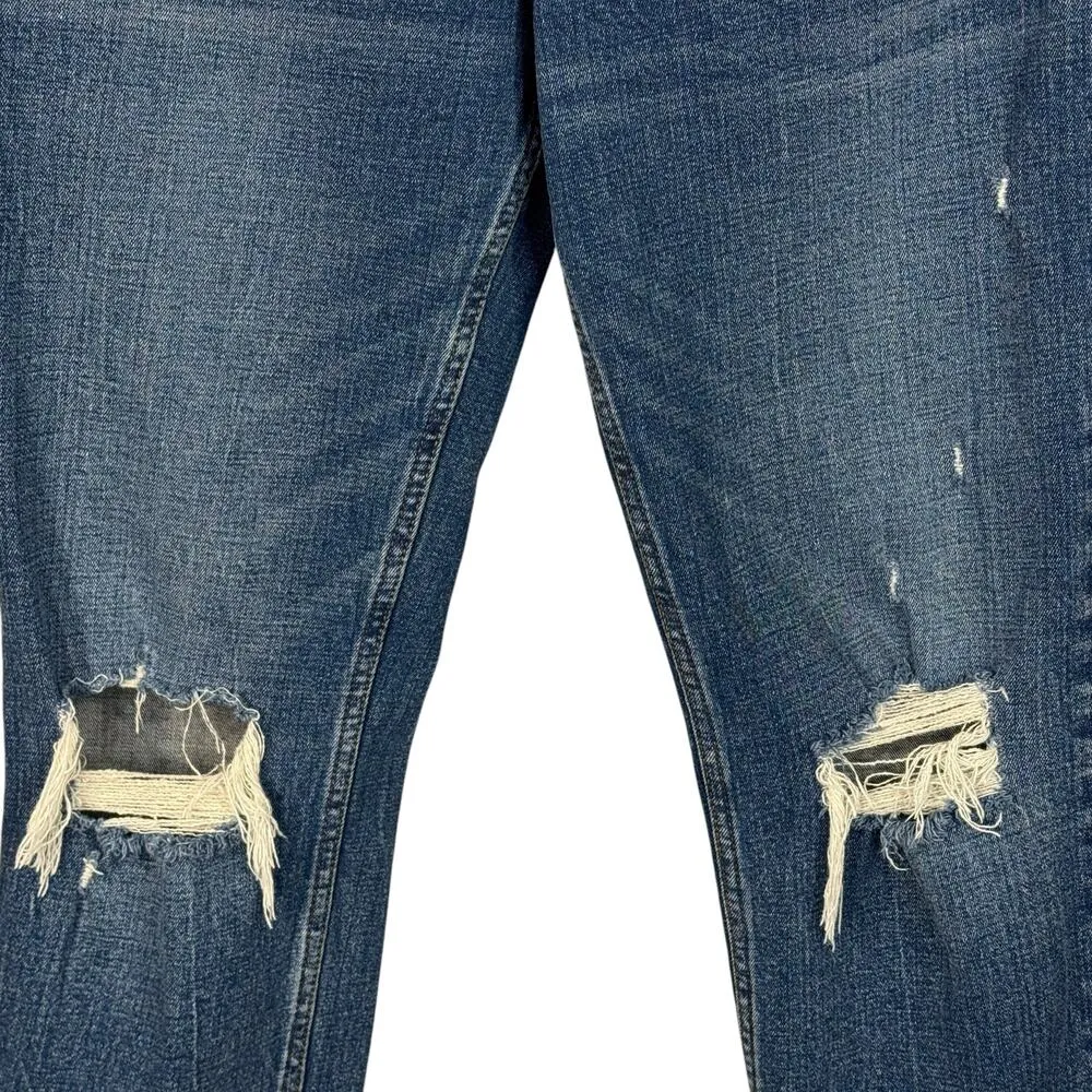 Abercrombie & Fitch SZ 8/29 Ultra High-Rise Mom Jeans Button-Fly Distressed Blue - Image 3