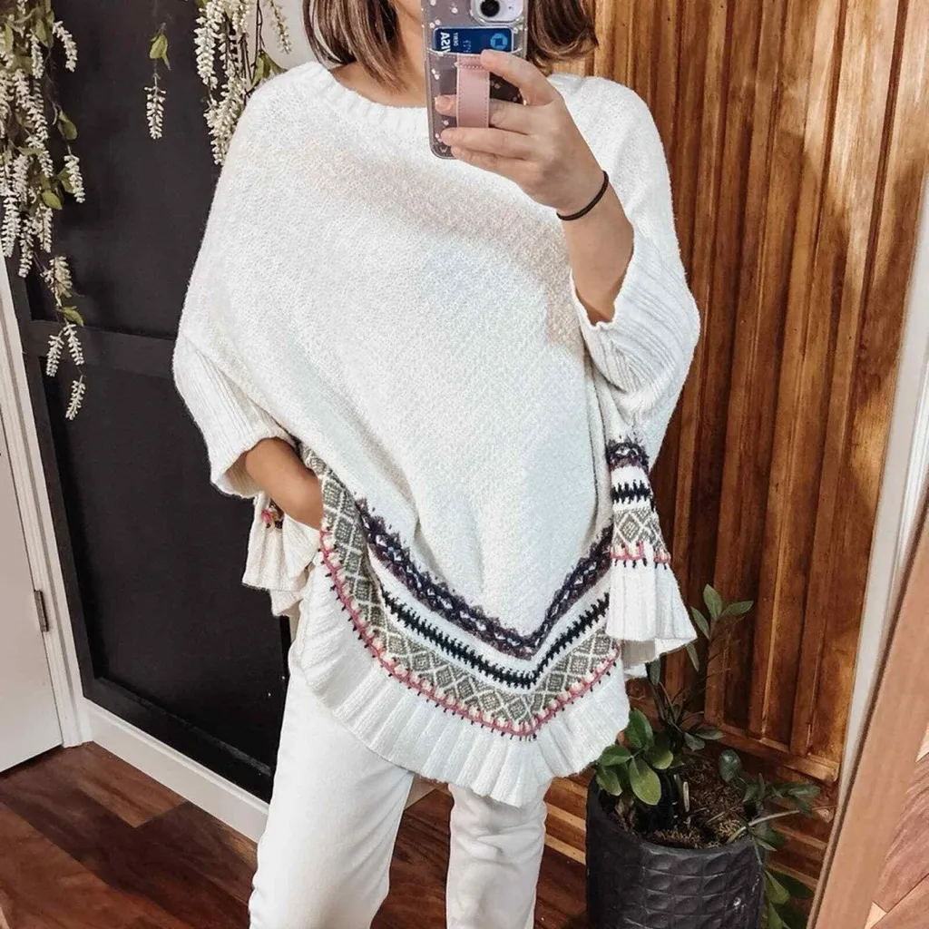 ANTHROPOLOGIE X Sleeping in Snow Woodland Fair Isle Pullover Poncho Size XS/S - Image 4