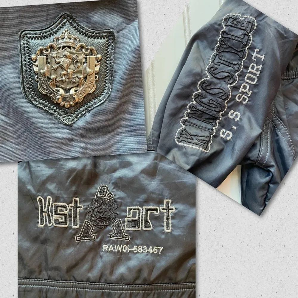 Vintage Streetwear Cherokee Bomber Military Jacket Black Medium MOTO Y2K aviator - Image 6