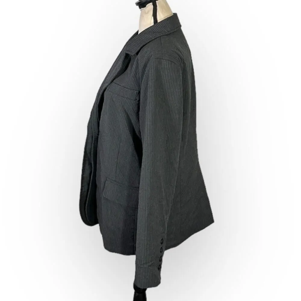 Moon River Blazer Jacket Womens Small Gray Twill Double Layer Long Sleeve Button - Image 4