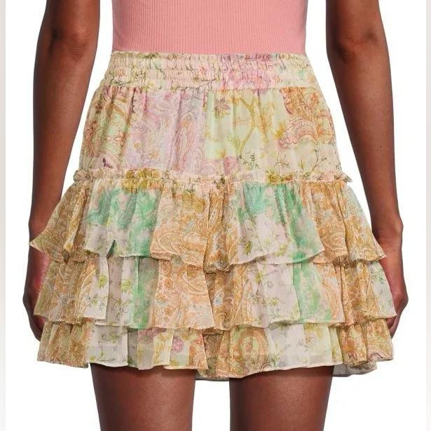 Misa Los Angeles Marina Ruffle Mini Skirt Size M - Image 6