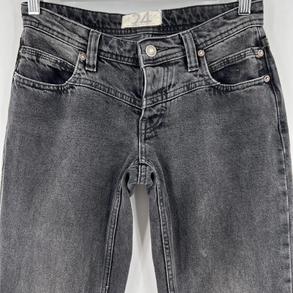 We The Free People Jeans Button Fly Straight Leg Loose Low Rise Black Size 24 - Image 2