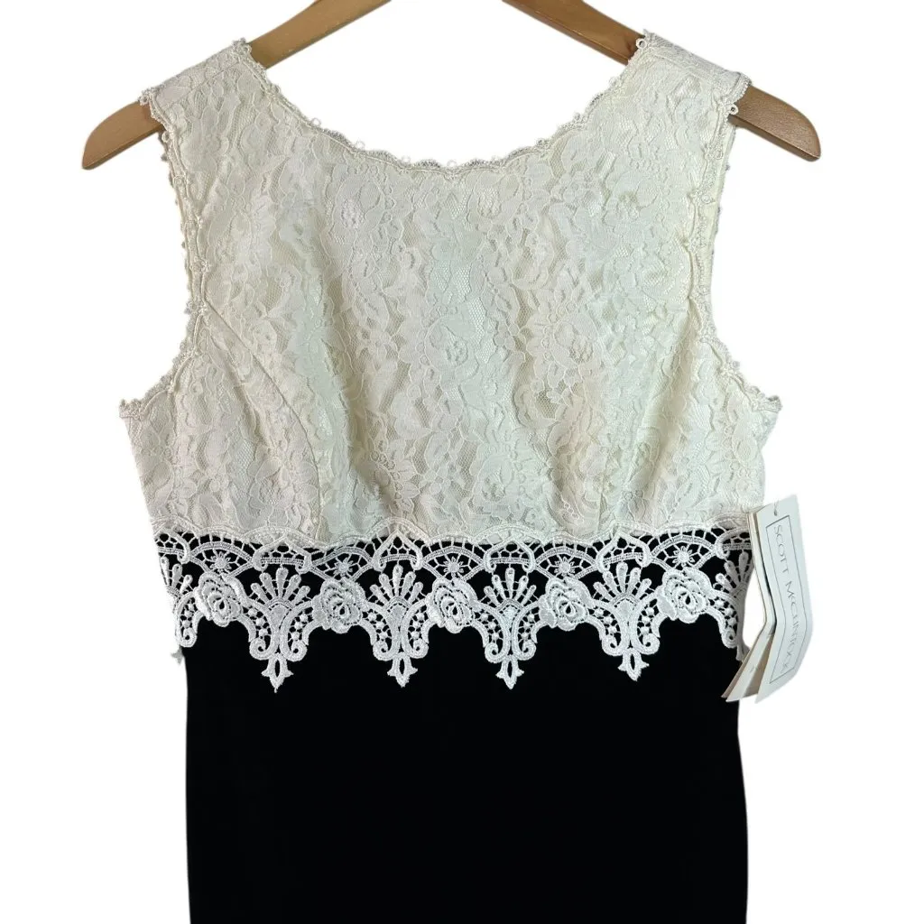 NWT Vtg Gunne Sax Scott McClintock Ivory Lace & Black Velvet Long Dress Size 10 - Image 3