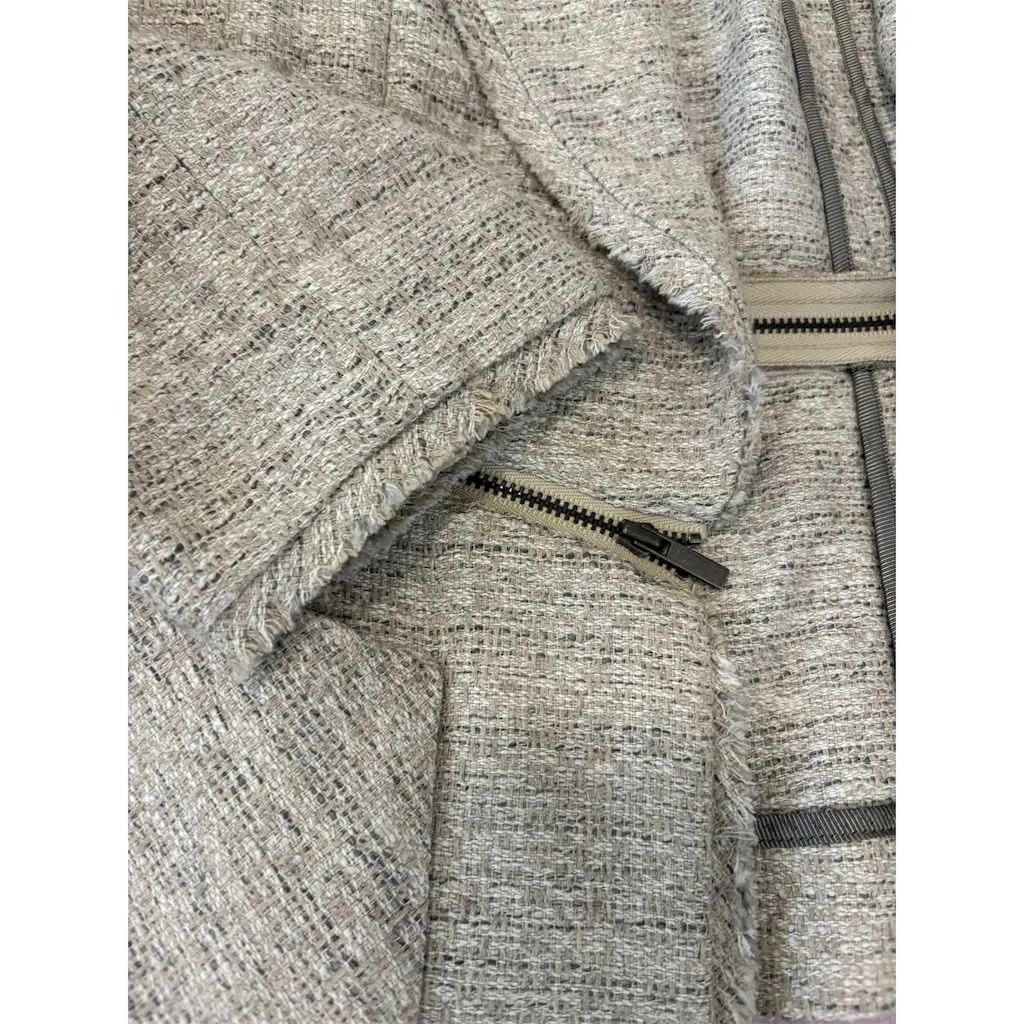 Classiques Entier Women's Gray Tweed Blazer Jacket Size Sm Zipper Detail‎ Trendy - Image 4