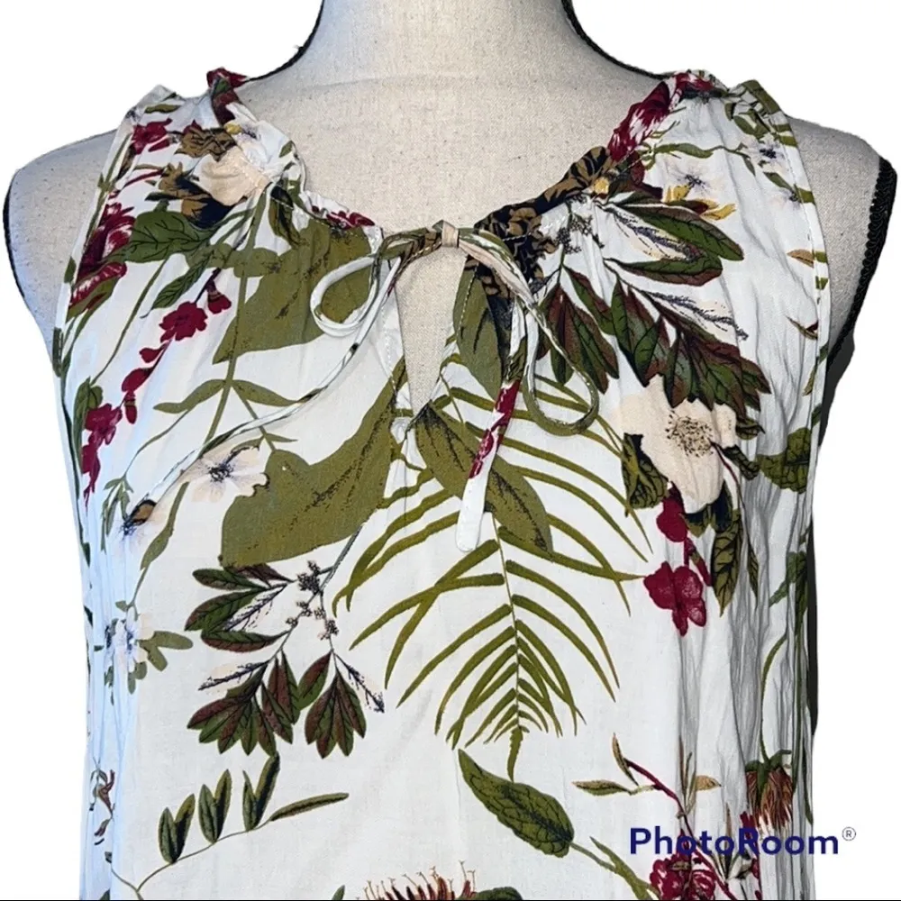 UMGEE small floral sleeveless short dress v neck tie neck multicolor - Image 2