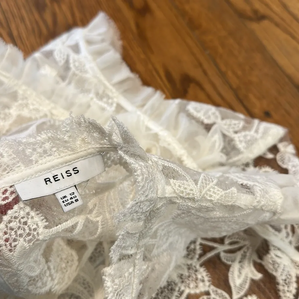REISS marina ivory White Lace Sleeveless Top UNLINED sheer blouse floral 8 - Image 7