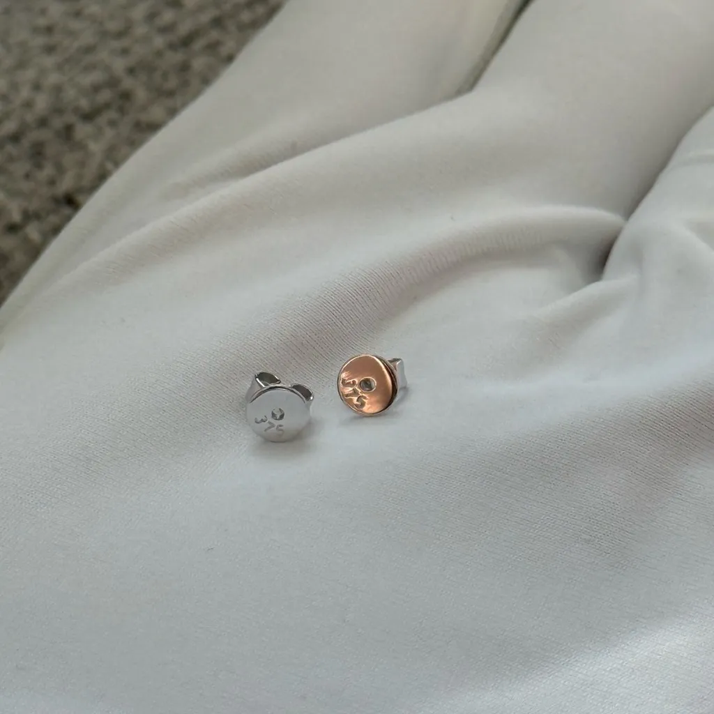 Brand New Natural Opal 9K Solid White Gold Sphere Bezel Settings Earrings/Studs Orange - Image 6