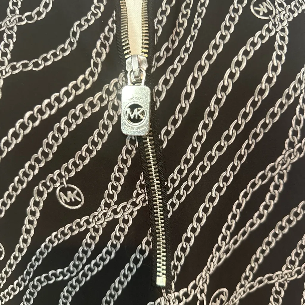 Michael Kors Black and White Chain Pattern Blouse - Image 2