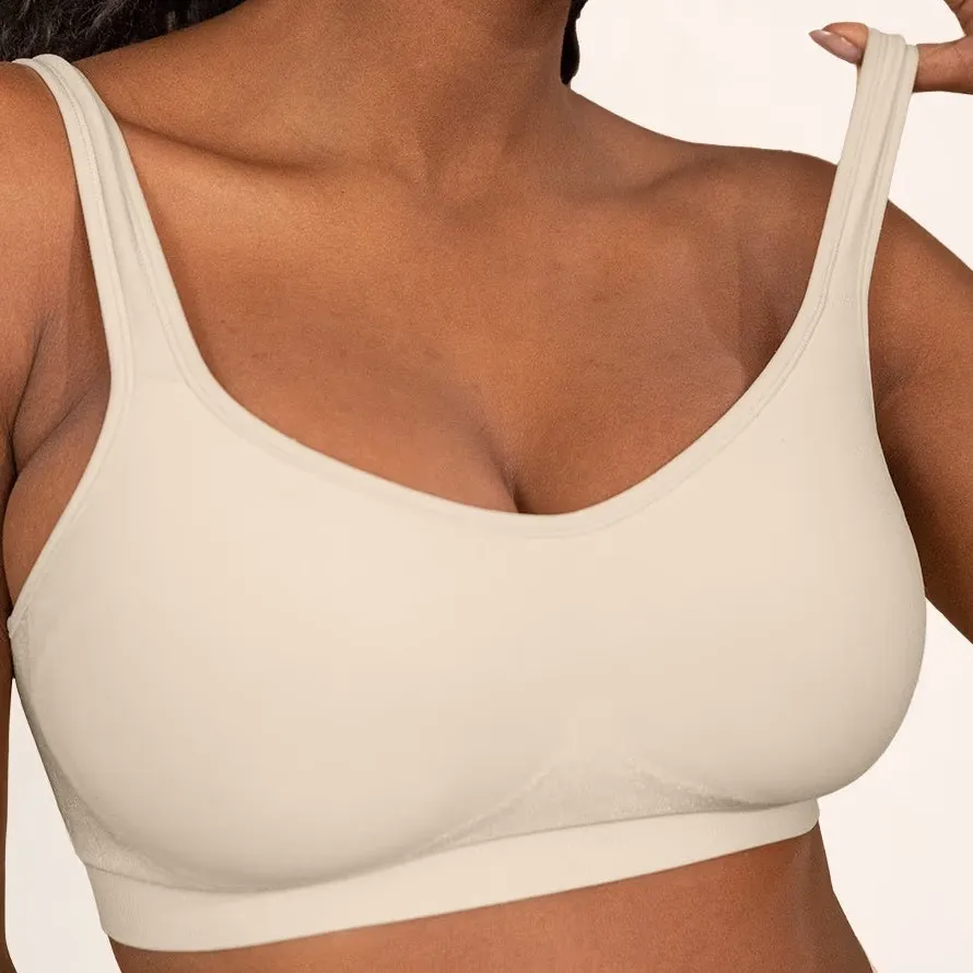 TrueKind Daily Comfort Wirefree Shaper Bra Ivory XL Seamless Support - Image 1
